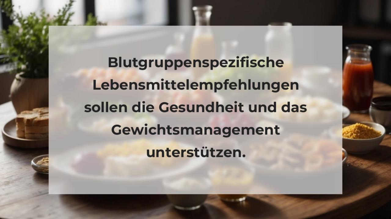 Blutgruppenspezifische Lebensmittelempfehlungen sollen die Gesundheit und das Gewichtsmanagement unterstützen.