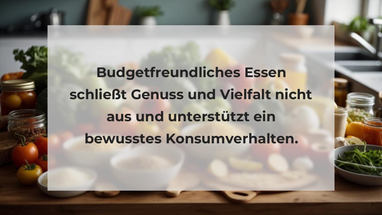 Budgetfreundliches Essen schließt Genuss und Vielfalt nicht aus und unterstützt ein bewusstes Konsumverhalten.