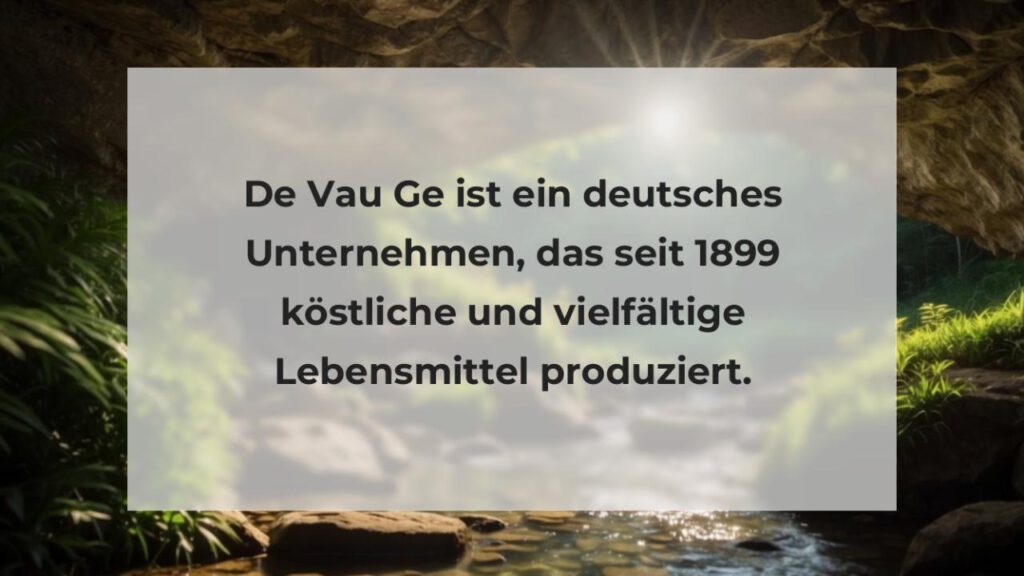 De Vau Ge ist ein deutsches Unternehmen, das seit 1899 köstliche und vielfältige Lebensmittel produziert.