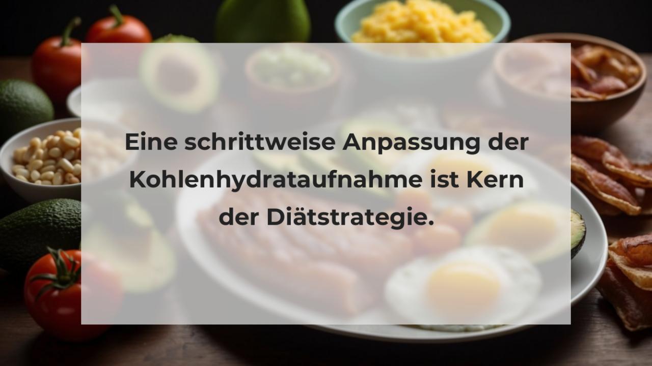 Eine schrittweise Anpassung der Kohlenhydrataufnahme ist Kern der Diätstrategie.