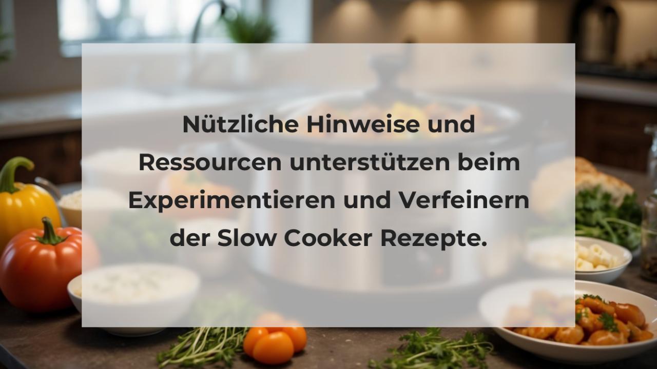 Nützliche Hinweise und Ressourcen unterstützen beim Experimentieren und Verfeinern der Slow Cooker Rezepte.