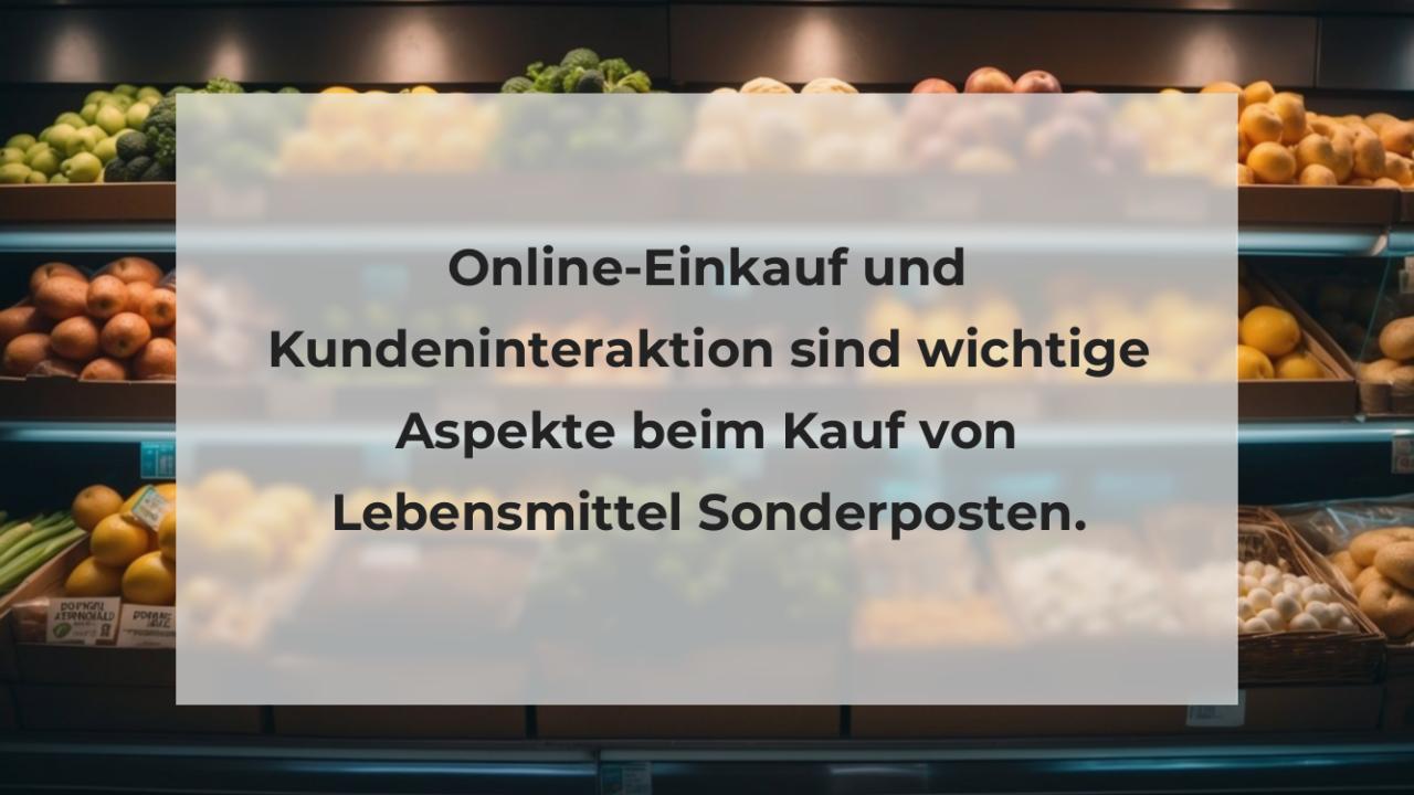 Online-Einkauf und Kundeninteraktion sind wichtige Aspekte beim Kauf von Lebensmittel Sonderposten.